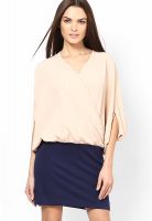 Femella Peach Colored Solid Shift Dress