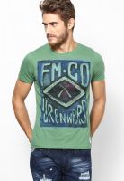 Flying Machine Green Round Neck T-Shirt