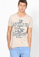 Forca By Lifestyle Beige Crew Neck T Shirt