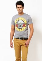 Guns N Roses Grey Printed Round Neck T-Shirts