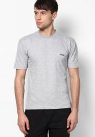 Happy Hours Dark Grey Solid Round Neck T-Shirts