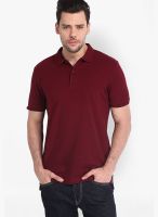 Highlander Maroon Solid Polo TShirts