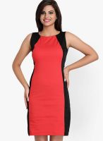 ITI Red Colored Solid Bodycon Dress