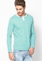 Incult Green Striped Henley T-Shirts