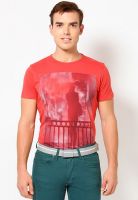 Jack & Jones Red Solid Round Neck T-Shirts