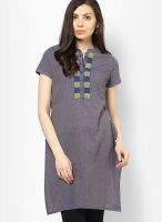 Karigari Blue Solid Kurta