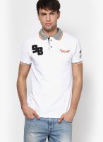 Lawman Pg3 White Printed Polo T-Shirts