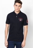 Lee Cooper Navy Blue Printed Polo T-Shirts