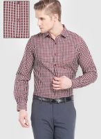 Mark Taylor Maroon Check Slim Fit Formal Shirt