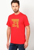 Maxxport Red Printed Round Neck T-Shirts