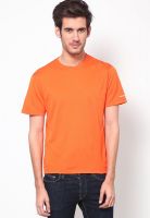 Merrell Orange Solid Round Neck T-Shirts