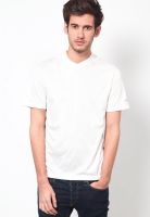 Merrell White Solid Round Neck T-Shirts