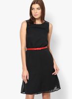 Mineral Black Colored Solid Shift Dress