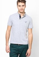 Monteil & Munero Light Grey Solid Henley T-Shirts