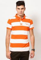 Monteil & Munero Orange Striped Polo T-Shirts