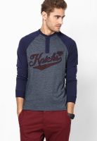 NBA Ny Knicks Henley Navy Blue Henley T-Shirt