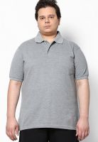 Pluss Grey Melange Solid Polo T-Shirts