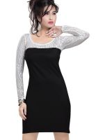 Raindrops Full Sleeve Black Bodycon Dress