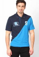 Reebok Navy Blue Printed Polo T-Shirts