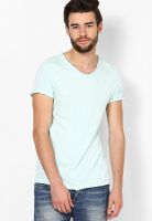 River Island Green Solid V Neck T-Shirts