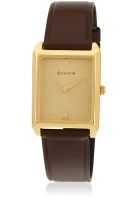 Sonata Grnda Nc7007Yl07-Sn807B Brown /Gold Analog Watch