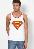 Superman White Printed Round Neck T-Shirts