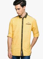Teemper Printed Yellow Casual Shirt
