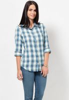 The Vanca 3/4Th Sleeve Checks Blue Shirt