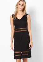 Tonga Black Colored Solid Bodycon Dress