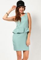 Tonga Sleeveless Green Peplum Dress