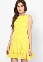 Tonga Yellow Colored Solid Shift Dress