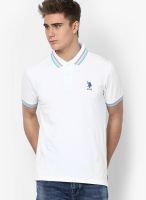 U.S. Polo Assn. White Solid Polo T-Shirts