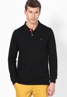 United Colors of Benetton Black Solid Polo T-Shirts