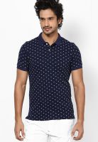 United Colors of Benetton Navy Blue Printed Polo T-Shirts
