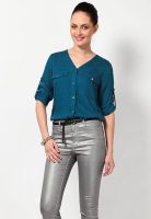 Vero Moda Blue Long Sleeve Button Down Shirt