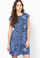 Westhreads Blue Colored Striped Skater Dress