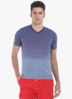 Zobello Purple Solid V Neck T-Shirt