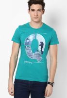 s.Oliver Aqua Blue Round Neck T-Shirt