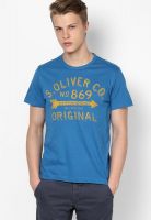 s.Oliver Blue Round Neck T-Shirt