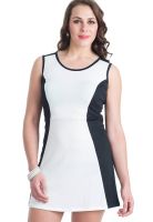 @499 White Colored Solid Shift Dress