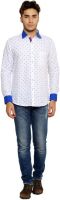American Cult Men's Solid Formal Reversible White, Blue Shirt