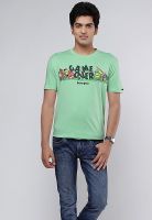 Angry Birds Green Printed Round Neck T-Shirts