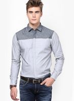 Atorse Solid Light Grey Casual Shirt