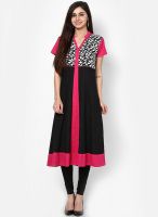 Aum Black Printed Anarkali