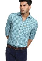 Basics Checks Green Slim Fit Casual Shirt