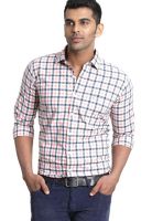 Basics Checks Pink Slim Fit Casual Shirt