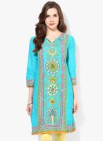 Biba Aqua Blue Printed Kurtas