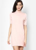 Boohoo Pink Debi Turtle Neck T Shirt Dress