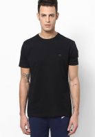 Bossini Black Solid Round Neck T-Shirts