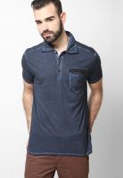 Breakbounce Blue Solid Polo T-Shirts